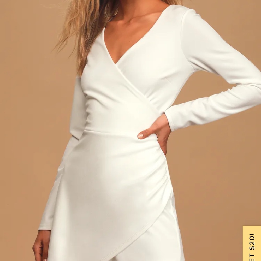 Lulu’s white asymmetrical romper, size XL, bachelorette bridal shower dress